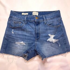 Universal Thread Denim Shorts Womens 6 Blue Distressed High Rise Midi